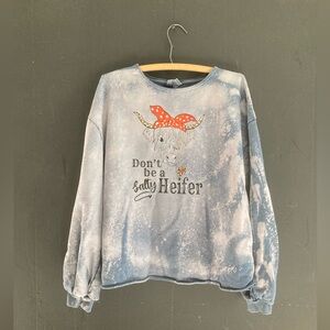 Blue Graphic Sweatshirt with Red Bandana Design